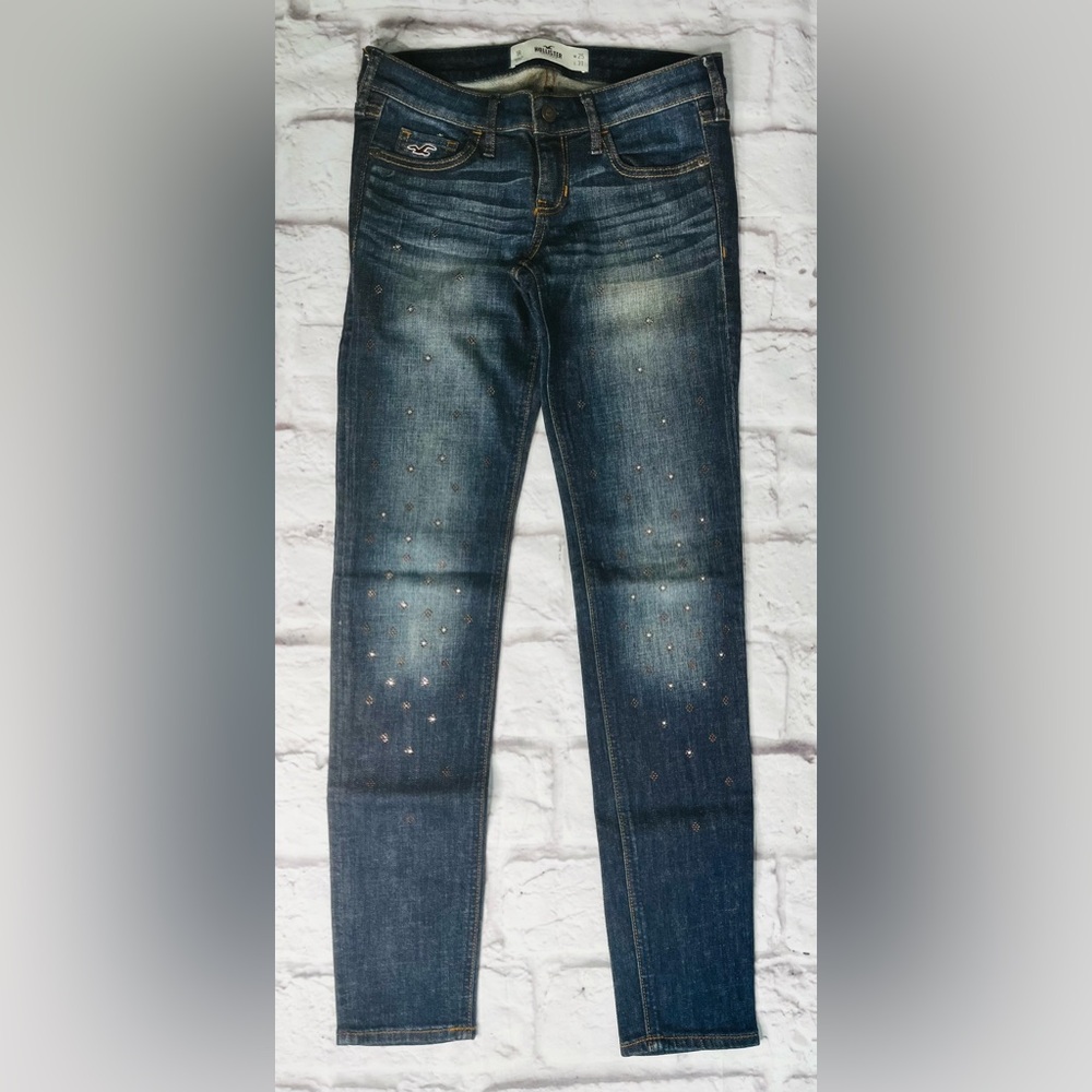 Hollister Dark Wash Blue Jeans with Studded Detail